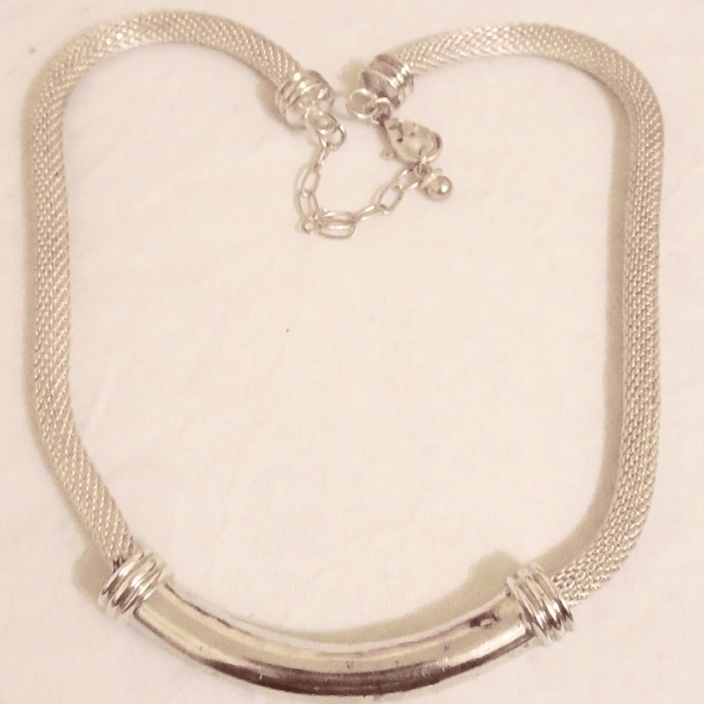 JOSEPH ESPOSITO STERLING SILVER 925 MESH BAR NECKLACE 16"